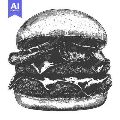Aset desain premium: A double patty burger with cheese and toppings