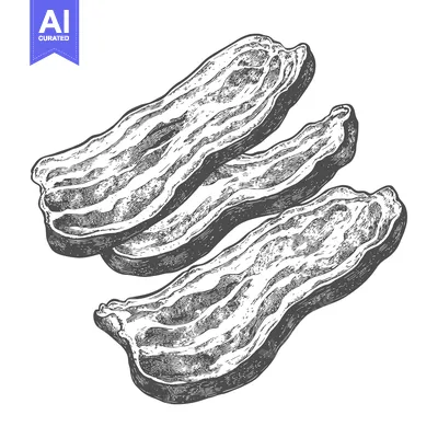 Premium design asset: Three pieces of bacon displayed on a white background