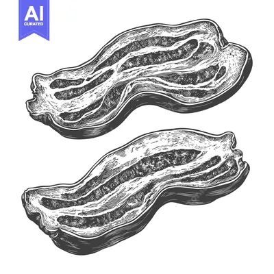 Aset premium populer: Two pieces of delicious bacon are shown in this image