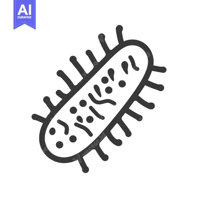 Aset premium populer: Simple black and white illustration depicting a microorganism cell