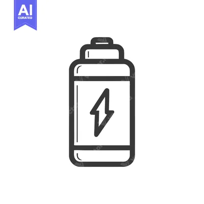 Premium design asset: Minimalist Battery Icon with Lightning Bolt Symbol in Black and White