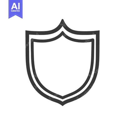 Aset desain premium: A graphic representation of a shield with a double outline
