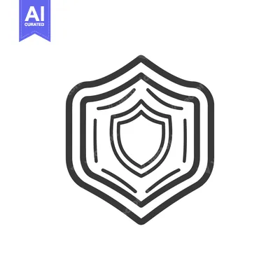 Aset desain premium: A simple grayscale illustration showing a shield with layers