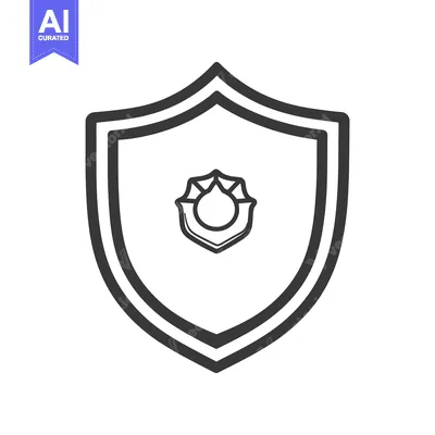 Aset desain premium: A monochrome illustration of a shield and a badge symbol