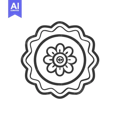 Popular premium asset: A simple floral design within a decorative circular scalloped border
