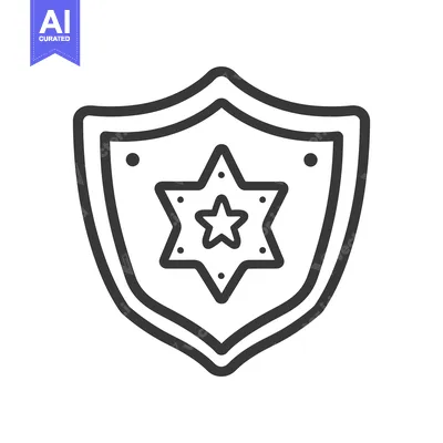 Popular premium asset: A grey outline depiction of a security shield with stars