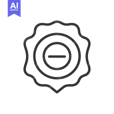 Aset desain premium: A simple monochrome badge with a negative sign in its center