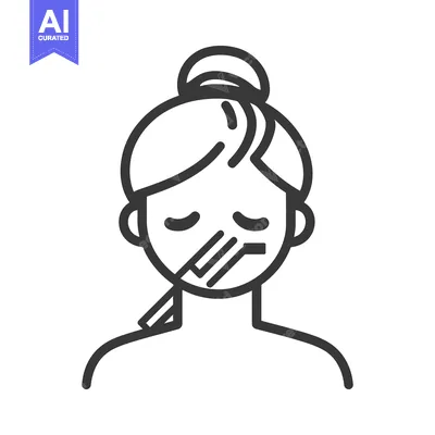 Aset premium populer: An illustration of a woman with closed eyes holding a fork