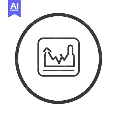 Premium design asset: A circular icon containing a graph illustration with upward arrow