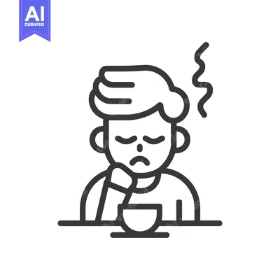Aset premium populer: A person with a sad expression having a hot beverage