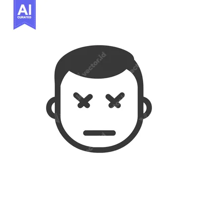 Aset desain premium: A stylized human face with closed eyes and a straight mouth