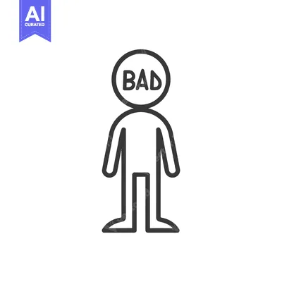 Aset premium populer: A stick figure illustration depicting negativity and undesirable trait