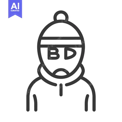 Aset desain premium: A Simple Line Drawing Of A Person Wearing Winter Clothing