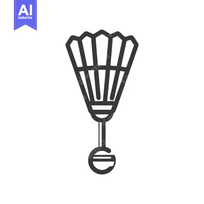 Minimalist Badminton Shuttlecock Icon: Clean Line Art Design on White