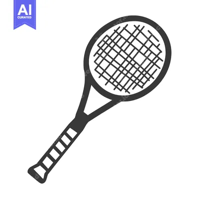 Aset desain premium: Simple graphic illustration of a tennis racket in grayscale color