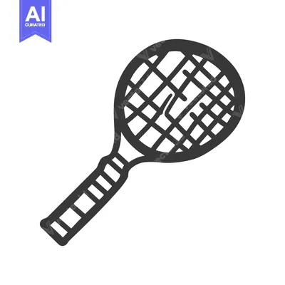 Aset premium populer: A black and white drawing of a tennis racket on white