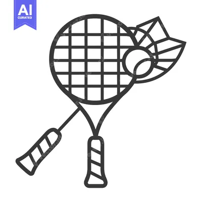Aset desain premium: A drawing of a racket and ball with shuttlecock illustration