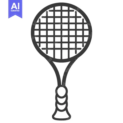 Premium design asset: A detailed black and white image of a tennis racquet