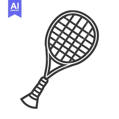 Popular premium asset: A black and white simple illustration of a tennis racket