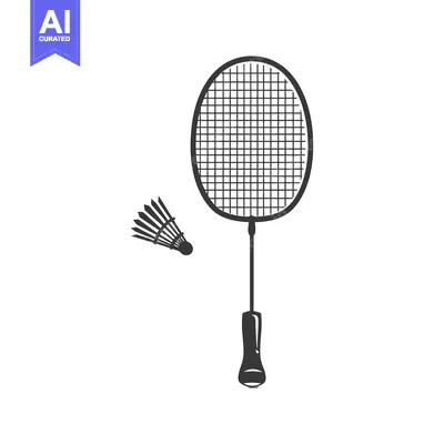 Premium design asset: Badminton Racquet and Shuttlecock Silhouette