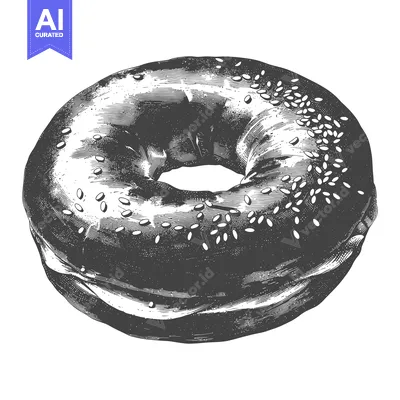 Premium design asset: An Isolated Engraving Depiction Of Delicious Bagel