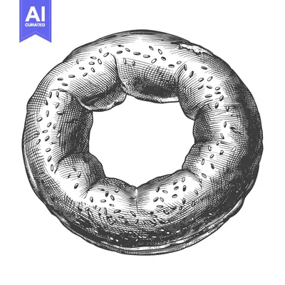 Aset premium populer: A single ring bagel is pictured with sesame seeds