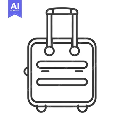 Aset premium populer: Black and white line drawing of a rolling suitcase