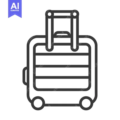 A simple vector illustration showing a rolling suitcase with handle