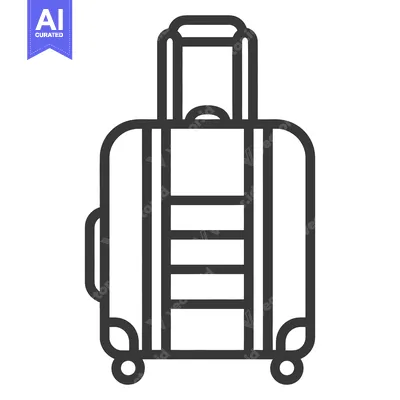 A simple black and white line drawing of a suitcase