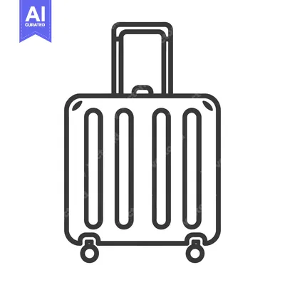 Popular premium asset: A black and white outline of a wheeled suitcase design