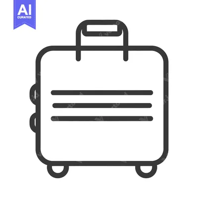 Popular premium asset: A simple outlined black suitcase with handle and wheels