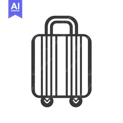 Aset premium populer: A simple black and white illustration of a rolling suitcase