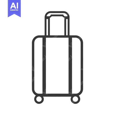 Premium design asset: A graphic representation of a suitcase with handle and wheels