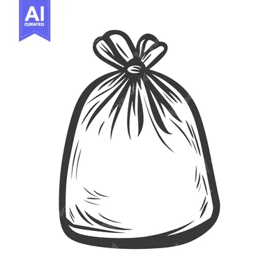Premium design asset: An illustrated drawing of a closed plastic refuse bag