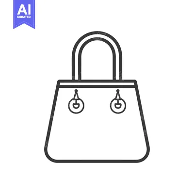 A simple line drawing depicting a fashionable handbag with handles
