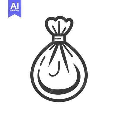 Aset premium populer: A simple line drawing showing a sealed bag shape