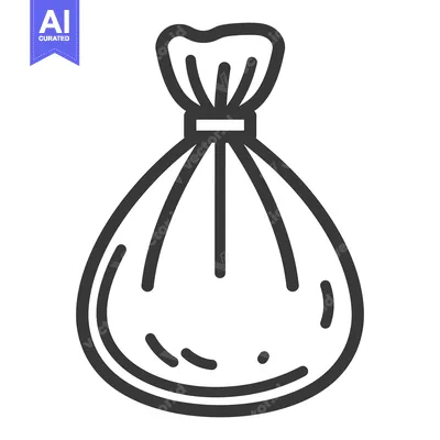 Aset desain premium: An illustration showing a tied bag made of flexible material