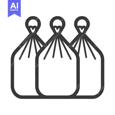 Aset premium populer: Three identical closed sacks with tied handles in a row