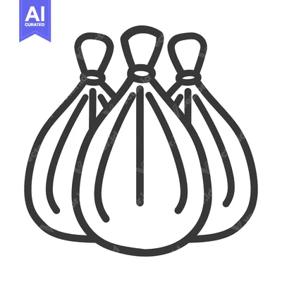 Three tied pouches with filled contents ready for use