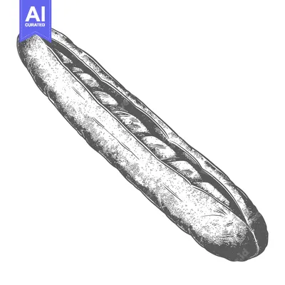 Aset premium populer: A long loaf of bread is illustrated on a white background
