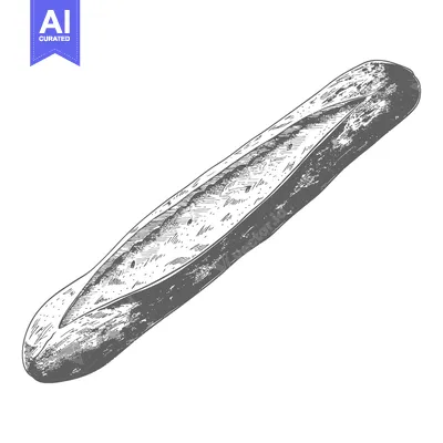 Aset premium populer: A single baguette is presented in an artistic illustration