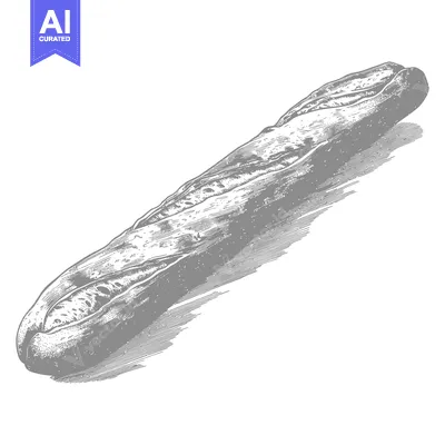 Premium design asset: A long baguette shaped bread product is pictured here