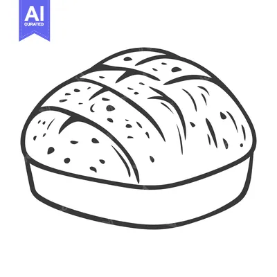 Aset premium populer: Simple sketch of a freshly baked loaf of bread in a basket