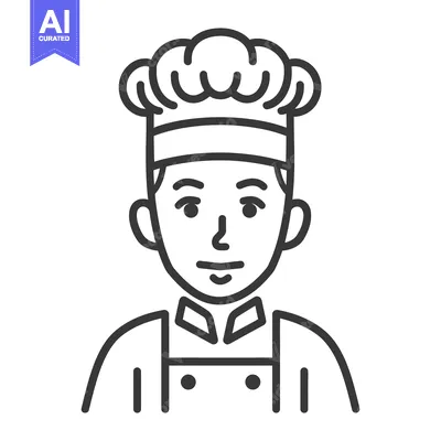 Popular premium asset: A Line Art Drawing Depicting a Chef Wearing a Hat