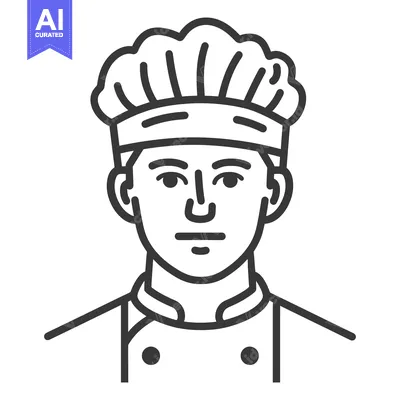 Premium design asset: A Line Drawing Depicting a Person Dressed as a Chef