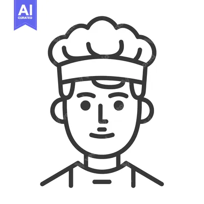 Aset premium populer: An Illustrated Image Depicts a Chef Looking Directly At Viewer