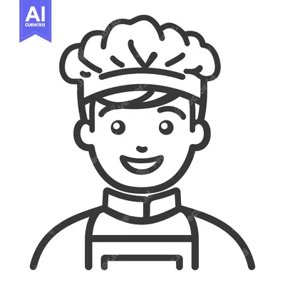 Popular premium asset: A smiling chef wearing a traditional hat and apron