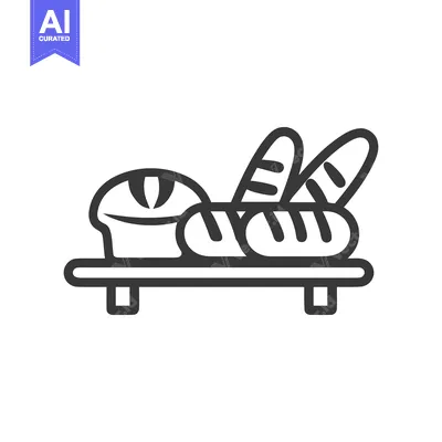 Aset premium populer: Minimalist Bread Icon: Loaf, Baguettes, and Wooden Tray Illustration