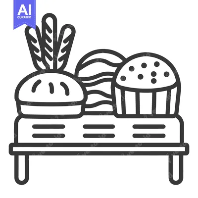 Premium design asset: Display of bakery goods including pastries and other food items