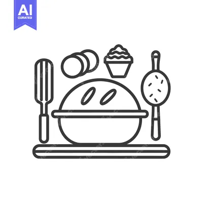 Aset premium populer: Culinary tools and food items arranged on a plate illustration